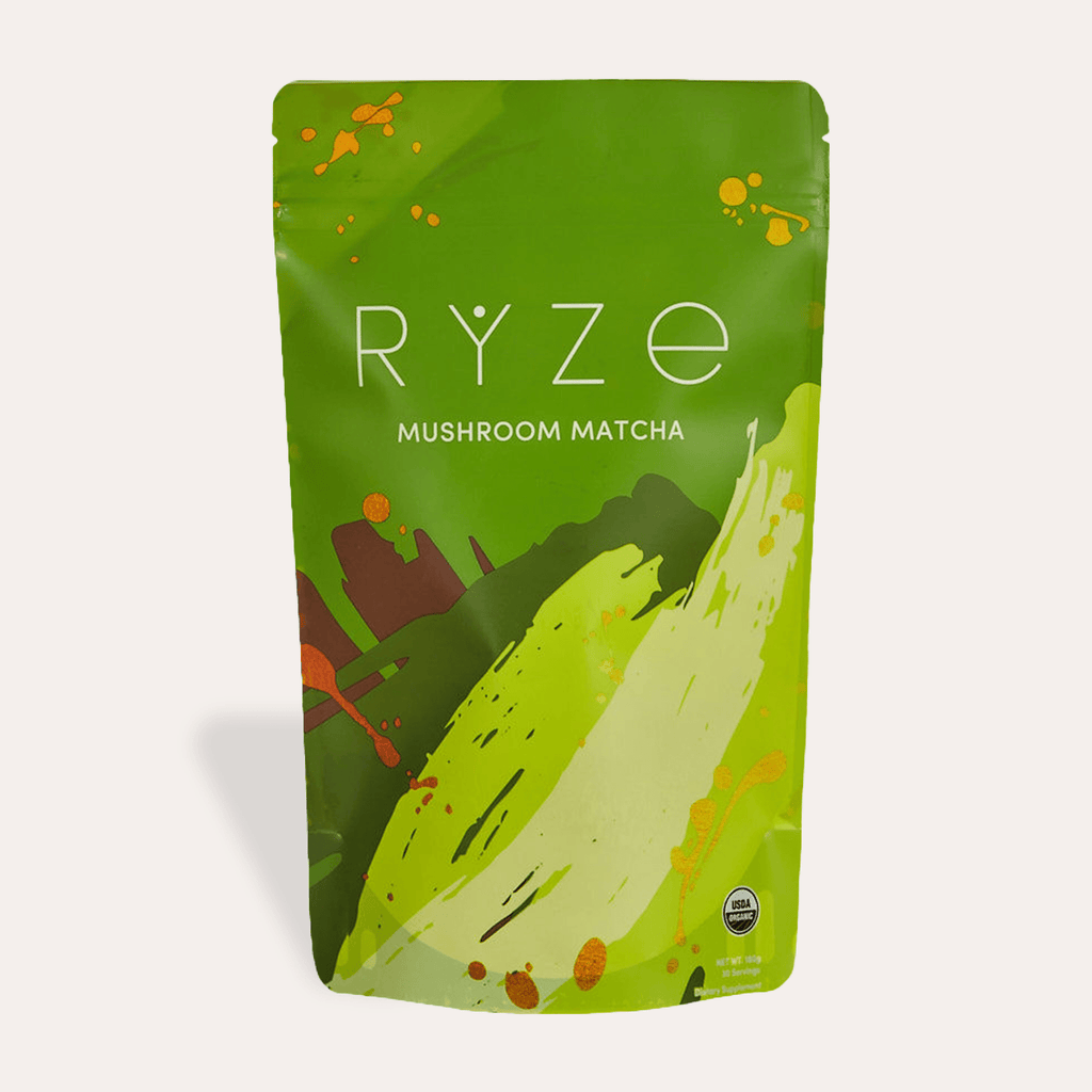 RYZE RYZE Mushroom Matcha - with 6 Organic Adaptogenic Mushrooms Grown In USA and Ceremonial-Grade Japanese Matcha